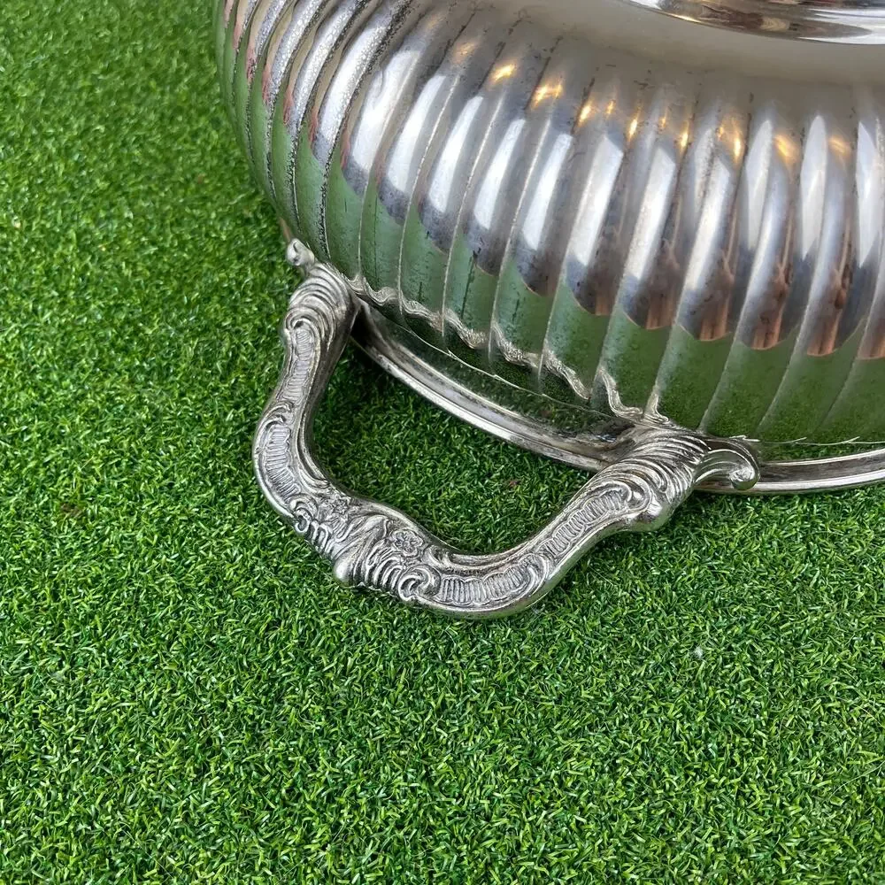 Vintage Sheridan Taunton Silverplate Chafing Serving Dish Wood Handle 22